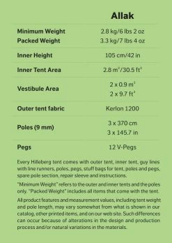 Hilleberg Allak 2 Person Tent -Wilderness Adventure hilleberg allak factbox