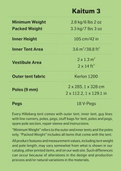 Hilleberg Kaitum 3 Person Tent -Wilderness Adventure hilleberg kaitum3 factbox