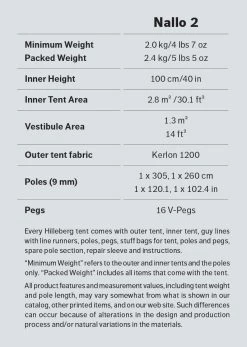 Hilleberg Nallo 2 Person Tent -Wilderness Adventure hilleberg nallo2 factbox