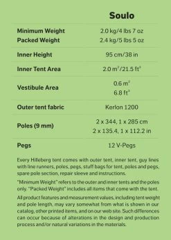 Hilleberg Soulo 1 Person Tent -Wilderness Adventure hilleberg soulo factbox