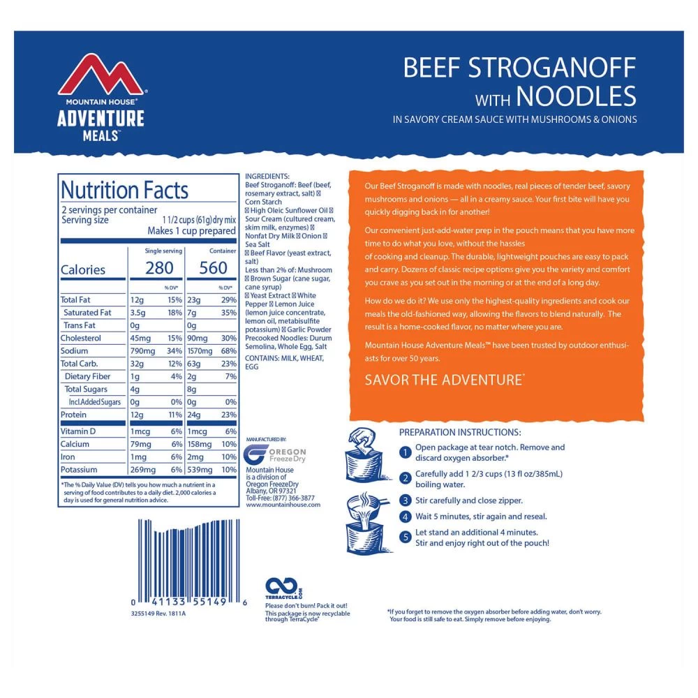 Mountain House Beef Stroganoff Adventure Meal 4 Mountain House Beef Stroganoff Adventure Meal - Image 2